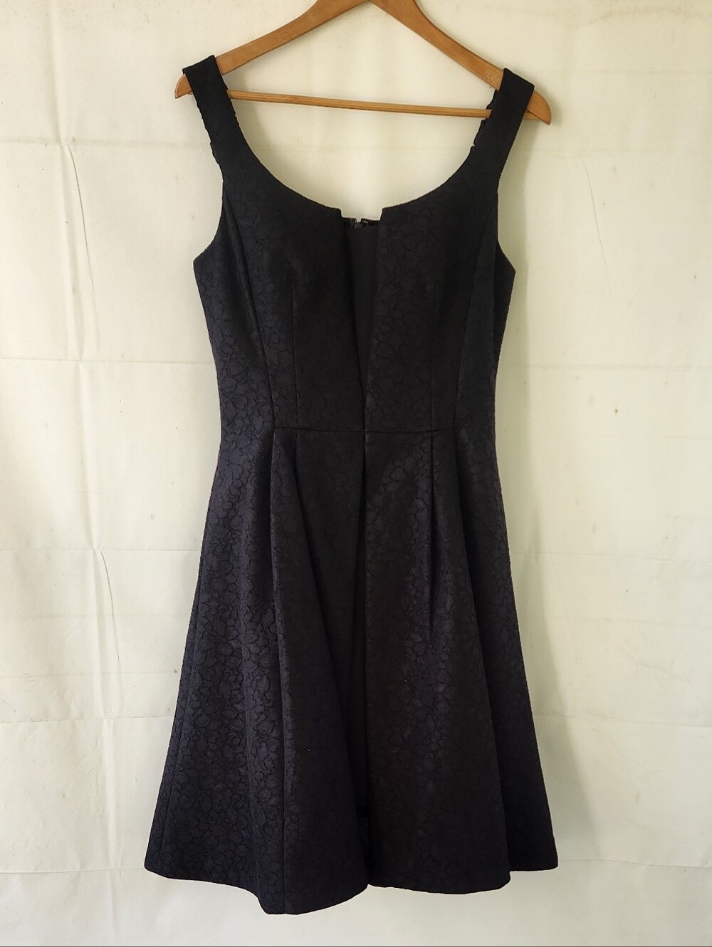 White House Black Market Black Floral Jacquard Fit-and-Flare Mini Dress